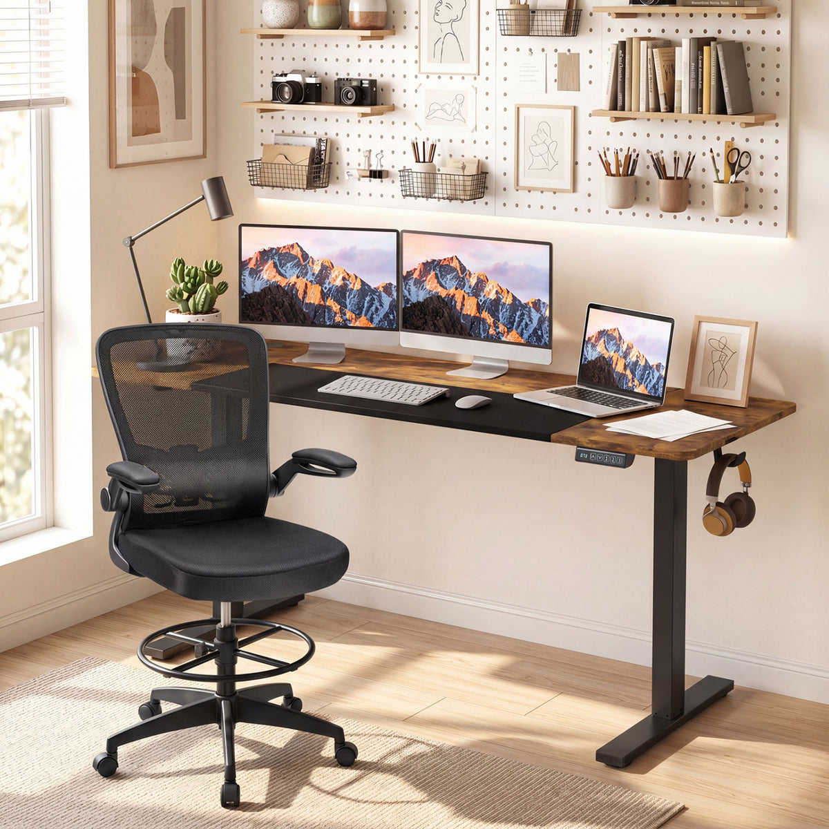 63 x 24 Inch Height Adjustable Sit Stand Computer Desk with 3 Memory Presets