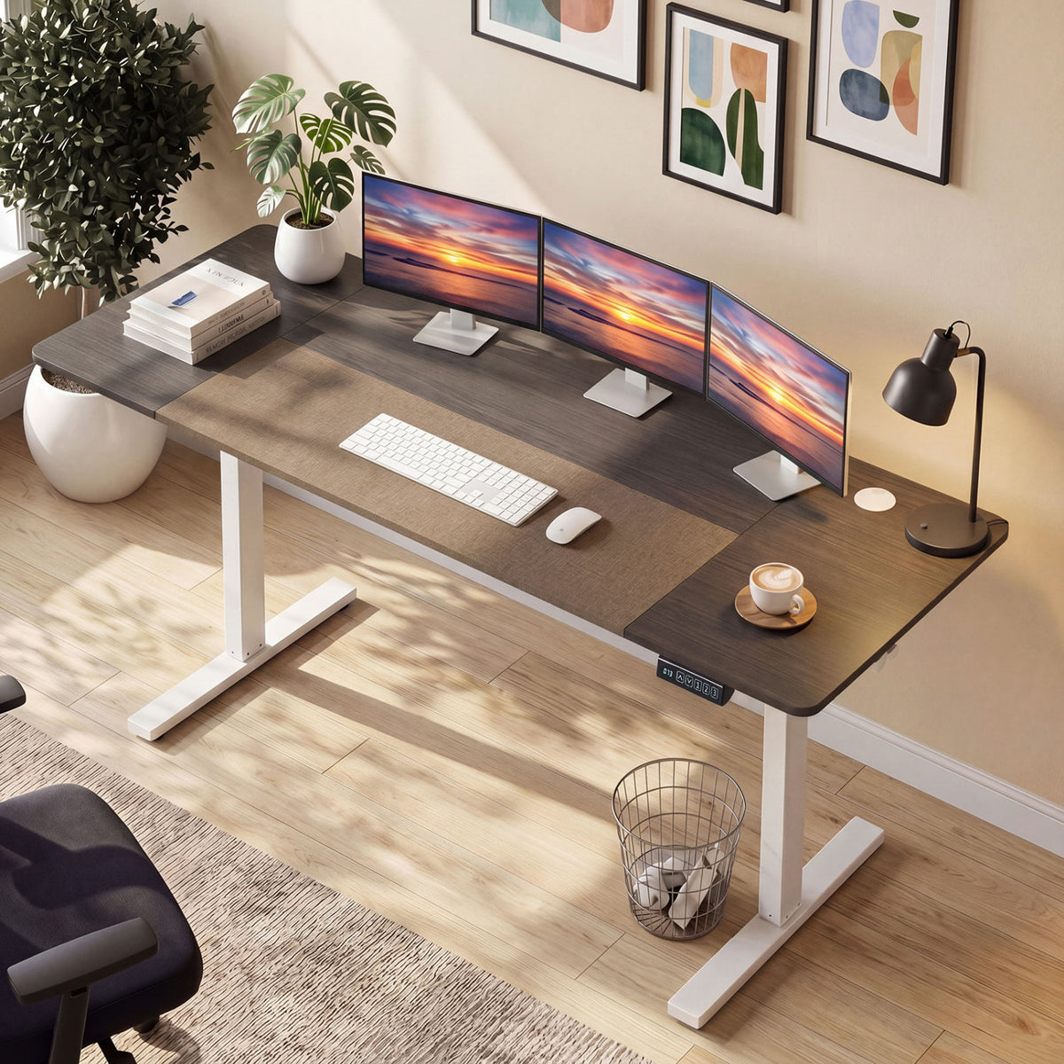 63 x 24 Inch Height Adjustable Sit Stand Computer Desk with 3 Memory Presets