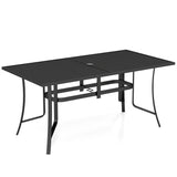 63" x 33" Rectangle Metal Patio Dining Table for 6-Black