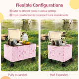 Large Foldable Utility Cart with 2-Tier Storage Crates and Telescoping Handle