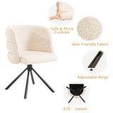 270° Swivel Home Office Desk Chairs Set of 2,Modern Dining Chairs, Upholstered Bedroom Chairs with Metal Base,Makeup Chair for Vanity, for Living Room, Bedroom,Study Room,Dining Room(Beige)