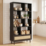 6-Tier Tall Wooden Bookcase with 8 Open Cubes