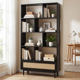 6-Tier Tall Wooden Bookcase with 8 Open Cubes