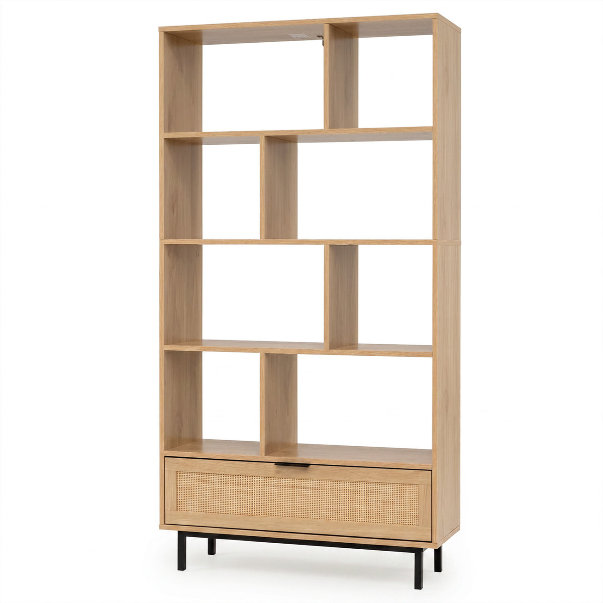 6-Tier Tall Wooden Bookcase with 8 Open Cubes