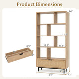 6-Tier Tall Wooden Bookcase with 8 Open Cubes