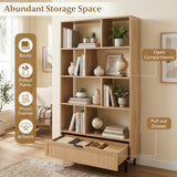 6-Tier Tall Wooden Bookcase with 8 Open Cubes
