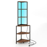 6-Tier Corner Shelf with Charging Station and Ambience Light
