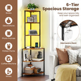 6-Tier Corner Shelf with Charging Station and Ambience Light