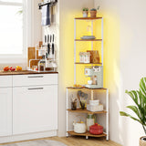 6-Tier Corner Shelf with Charging Station and Ambience Light