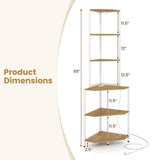 6-Tier Corner Shelf with Charging Station and Ambience Light