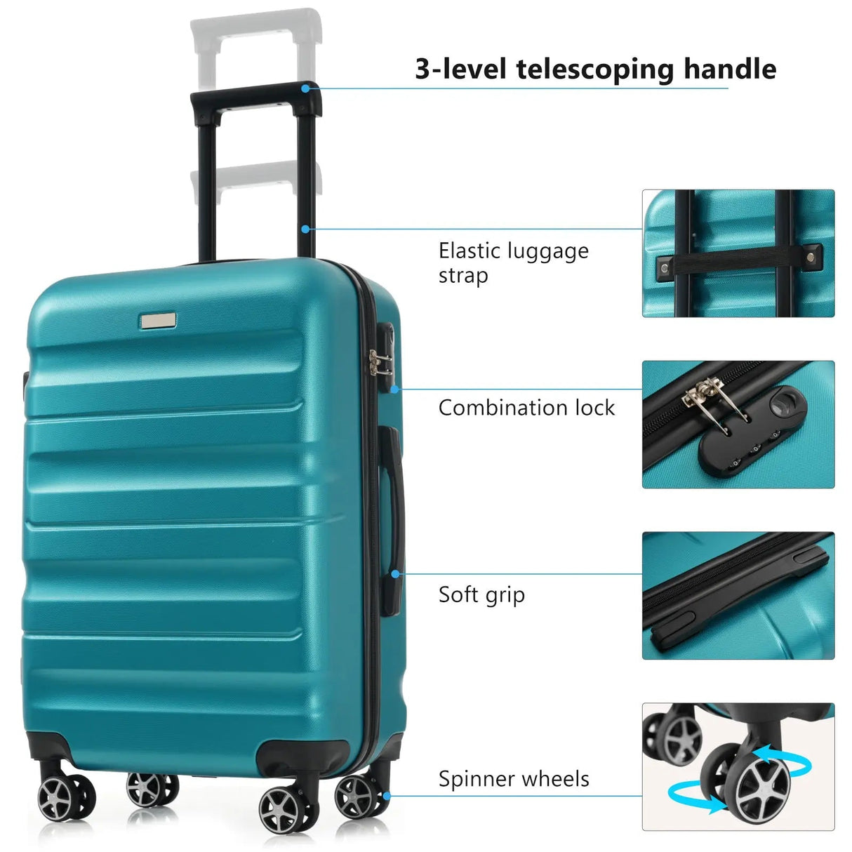 Hardshell ABS Luggage Set - Lightweight & Durable Suitcases with Dual