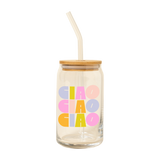 Can Glass w/ Lid + Straw