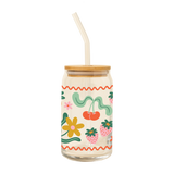 Can Glass w/ Lid + Straw