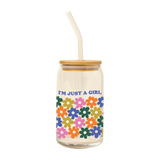 Can Glass w/ Lid + Straw