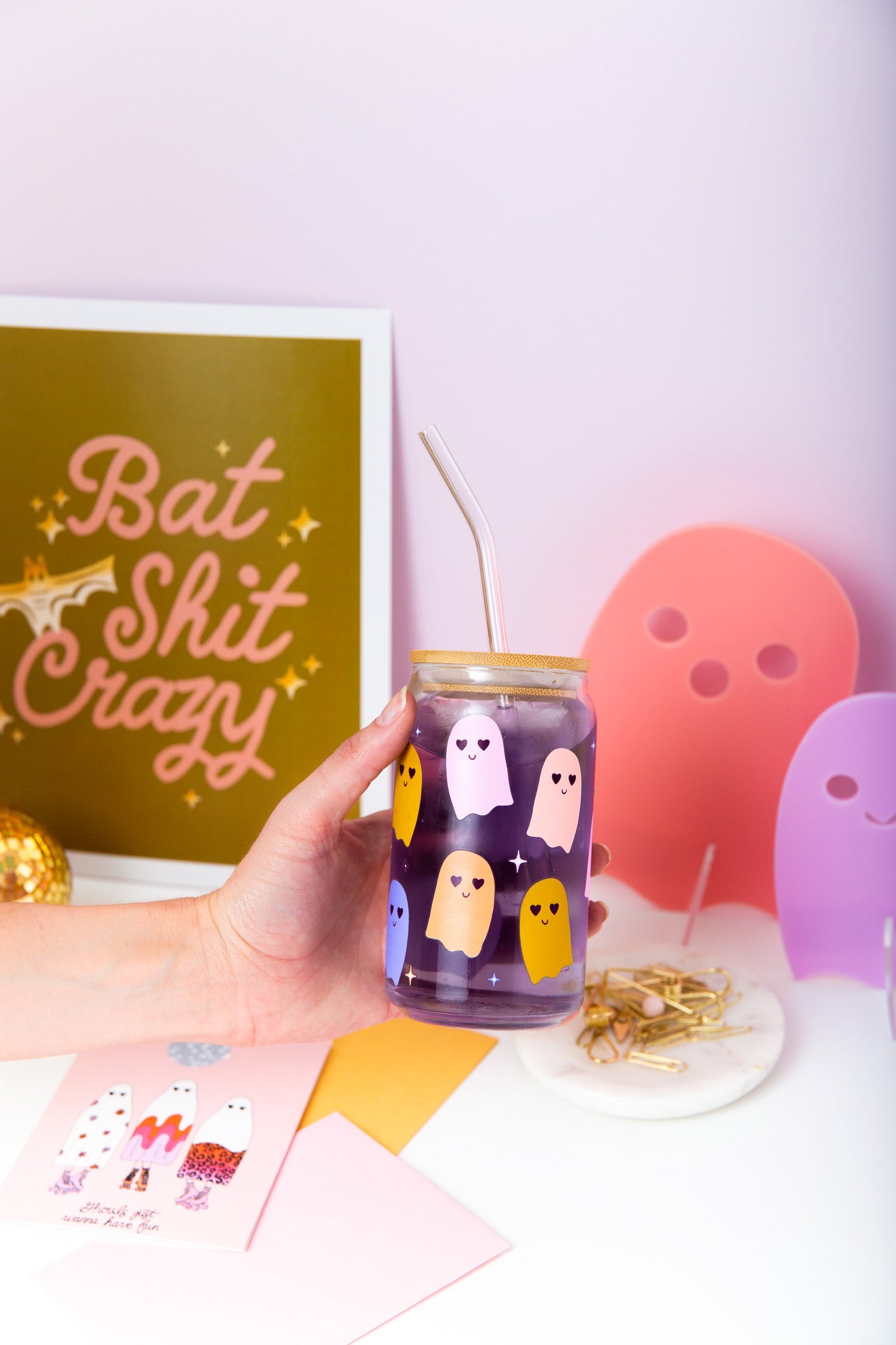 Halloween Can Glass w/Lid