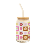Can Glass w/ Lid + Straw
