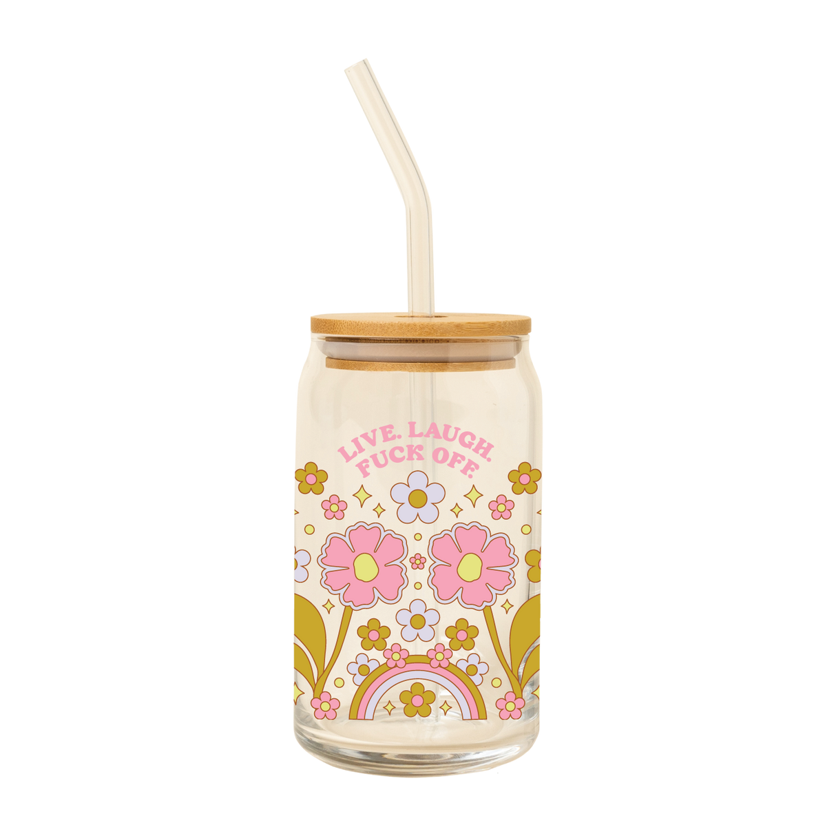 Can Glass w/ Lid + Straw