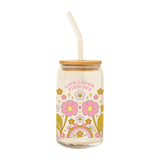 Can Glass w/ Lid + Straw