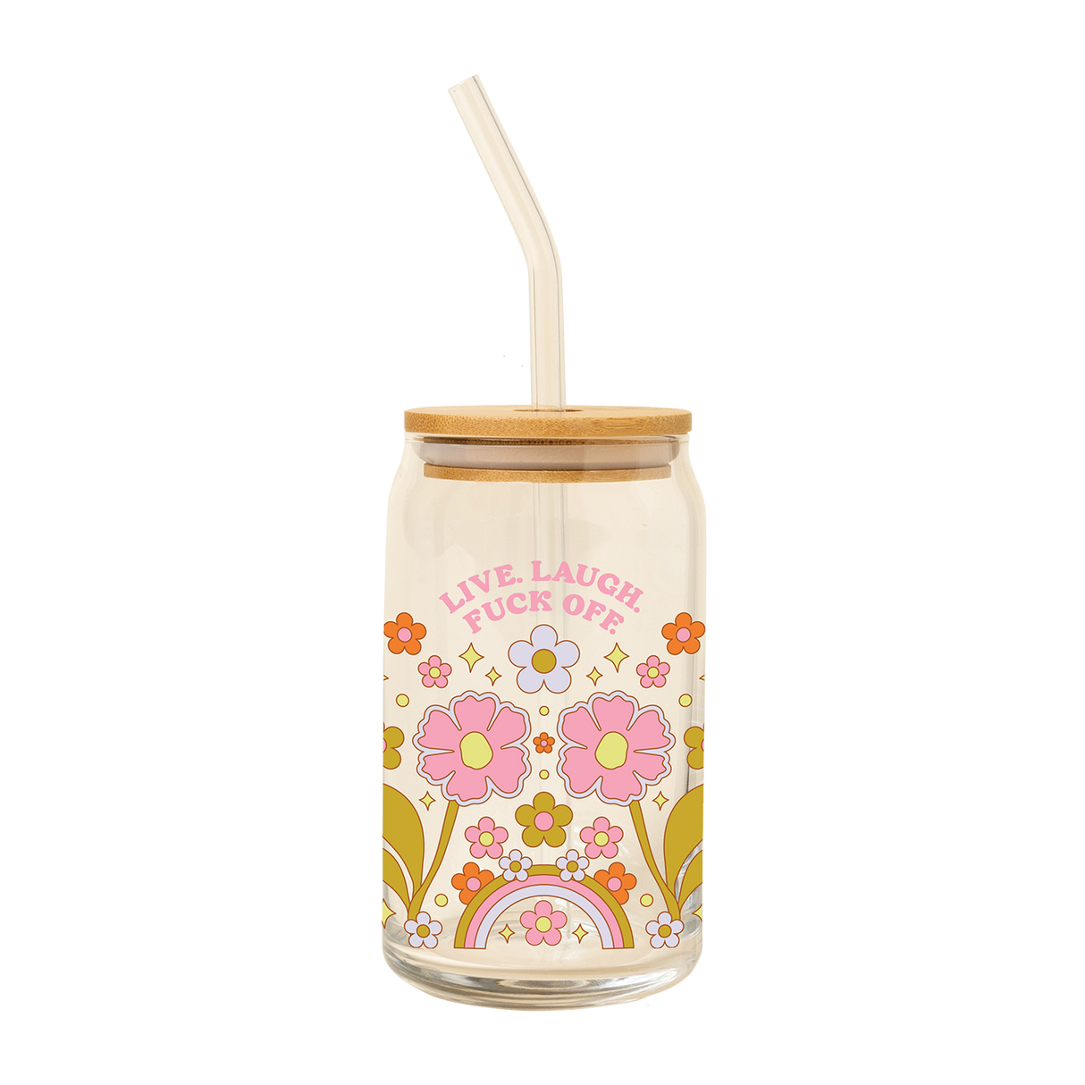 Can Glass w/ Lid + Straw