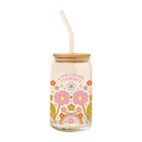 Can Glass w/ Lid + Straw