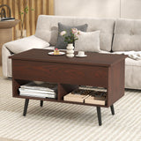 31.5 Inch Lift Top Coffee Table with Hidden Compartment and 2 Storage Shelves