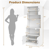 66 Inch Kitchen Pantry Cabinet with Charging Station and Adjustable Shelves for Dining Room-White