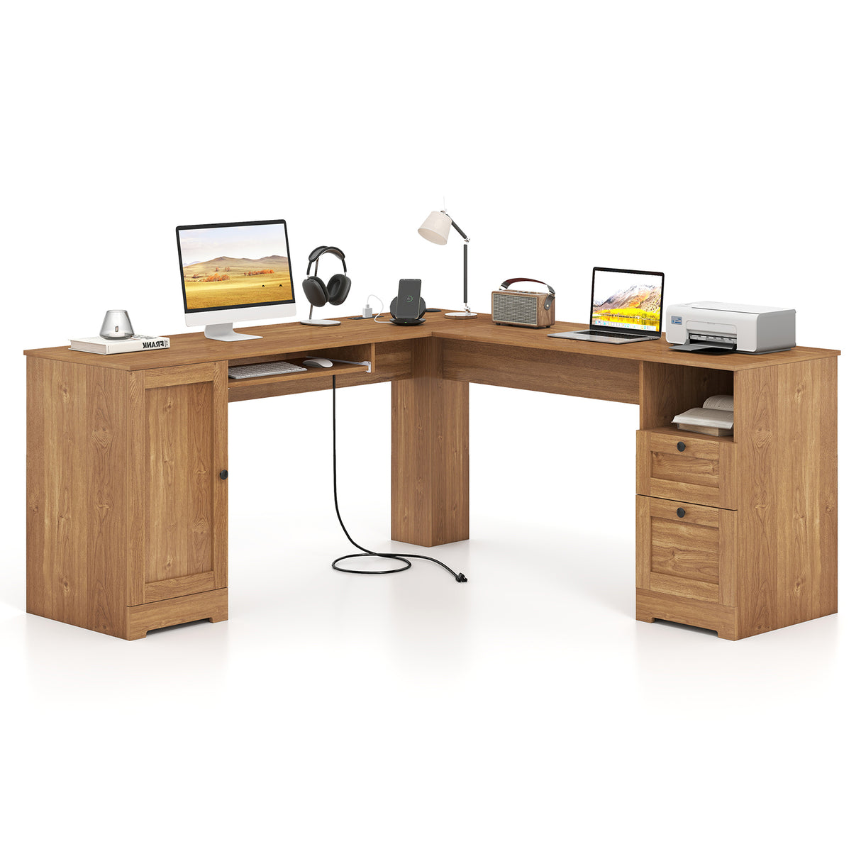 66 Inch L-Shaped Computer Desk