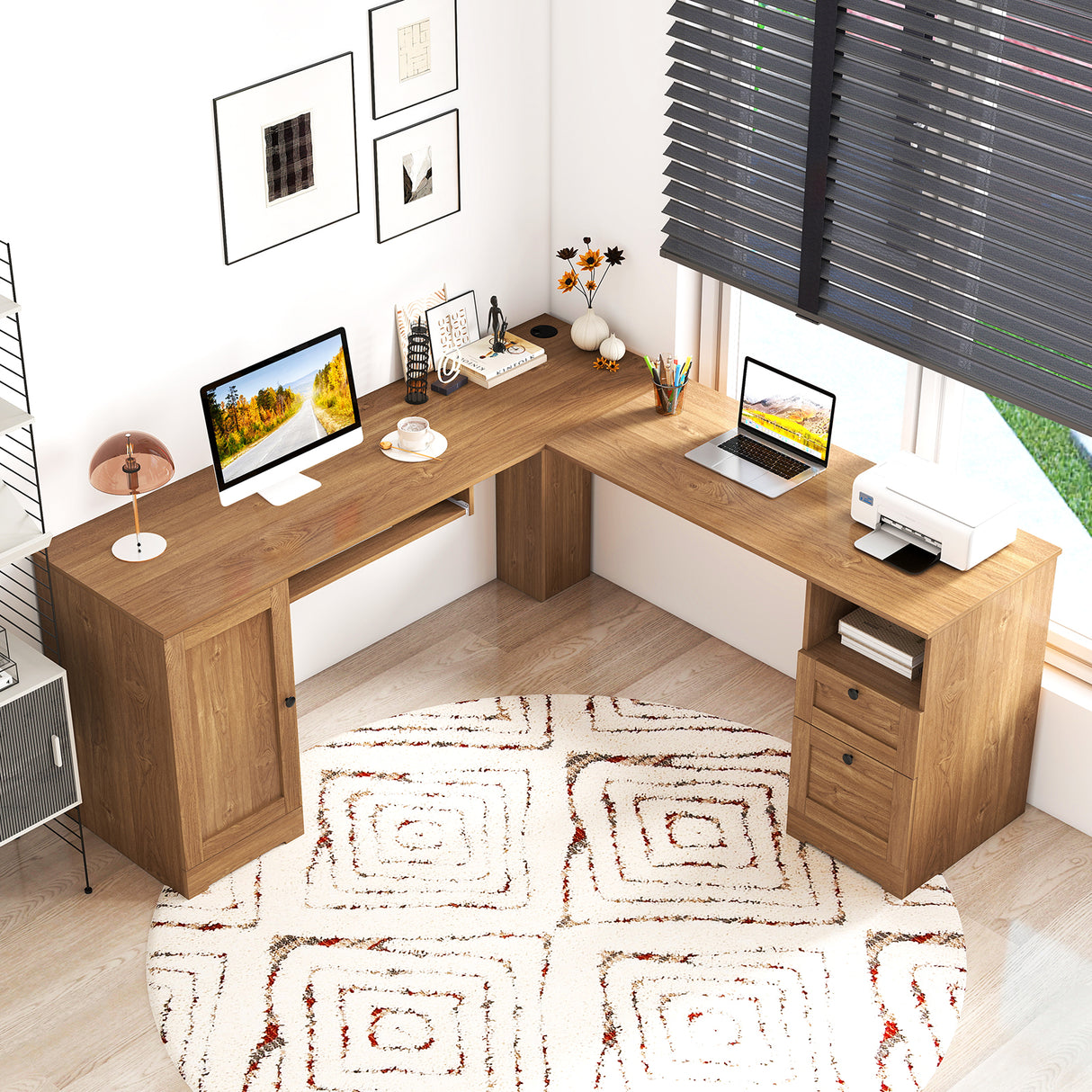 66 Inch L-Shaped Computer Desk