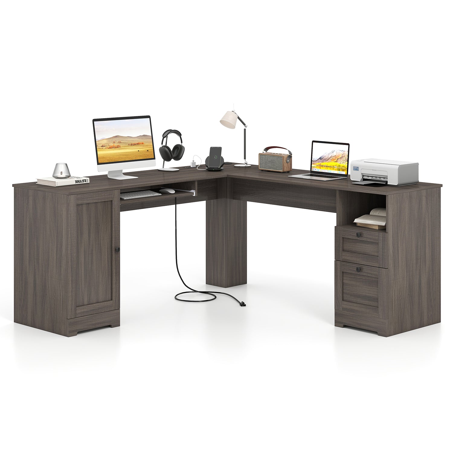 66 Inch L-Shaped Computer Desk