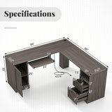66 Inch L-Shaped Computer Desk