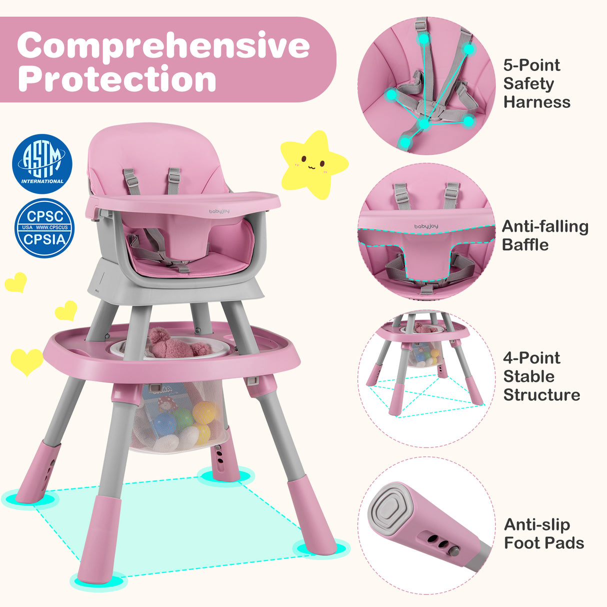16-in-1 Baby High Chair with Activity Center and Booster Seat for Babies and Toddlers