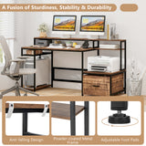 67 Inch Computer Desk with Monitor Stand & File Drawer