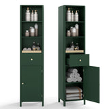 67 Inch Tall Bathroom Cabinet  Narrow Floor Cabinet with Fluted Door