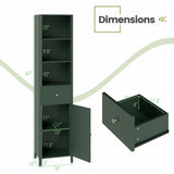 67 Inch Tall Bathroom Cabinet  Narrow Floor Cabinet with Fluted Door