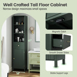67 Inch Tall Bathroom Cabinet  Narrow Floor Cabinet with Fluted Door