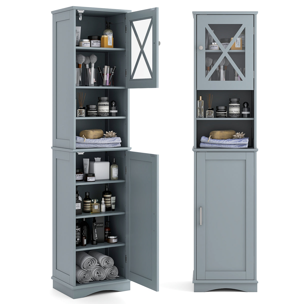 67 Inch Tall Bathroom Cabinet Freestanding Storage Cabinet with 5 Adjustable Shelves