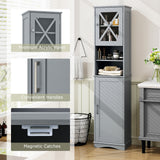 67 Inch Tall Bathroom Cabinet Freestanding Storage Cabinet with 5 Adjustable Shelves