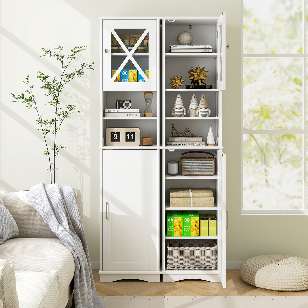 67 Inch Tall Bathroom Cabinet Freestanding Storage Cabinet with 5 Adjustable Shelves