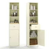 67 Inch Tall Bathroom Cabinet  Narrow Floor Cabinet with Fluted Door