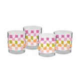 Rocks Glass Set - Pink Carnival Check