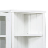 Retro Style Wall Suit with Glass Doors, 75.25'' Tall Display Cabinets & Triangle Sided Bookshelves, White