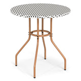 27.5 inch Outdoor Bistro Table with Heavy Duty Metal Frame and Adjustable Foot Pads-white