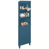 68 Inch Tall Bathroom Floor Storage Cabinet with Fluted Doors
