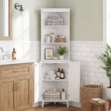 68 Inch Tall Bathroom Floor Storage Cabinet with Fluted Doors