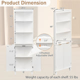 68 Inch Tall Bathroom Floor Storage Cabinet with Fluted Doors