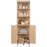 68 Inch Tall Corner Cabinet with Fluted Doors for Bathroom
