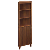 68 Inch Tall Corner Cabinet with Fluted Doors for Bathroom