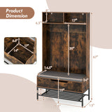 69 Inches Tall Hall Tree 4-in-1 Coat Rack with Seat Cushion and Shoe Storage
