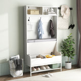 69 Inches Tall Hall Tree 4-in-1 Coat Rack with Seat Cushion and Shoe Storage