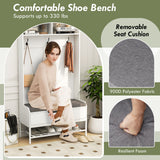 69 Inches Tall Hall Tree 4-in-1 Coat Rack with Seat Cushion and Shoe Storage